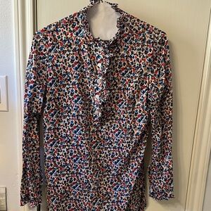 Tory Burch Floral Print Tunic - Red, Blue, White